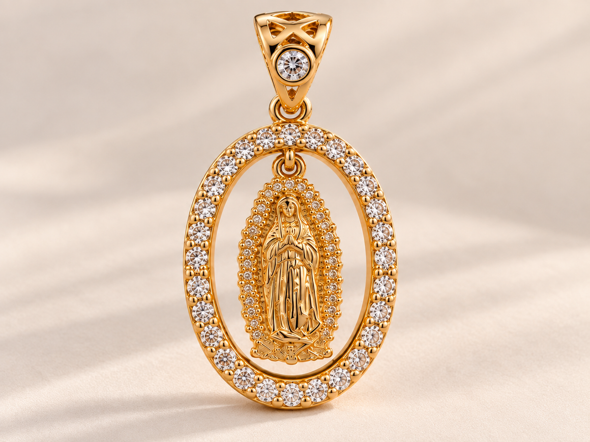 Ave María · Cadena y 2 Virgencitas para mujer