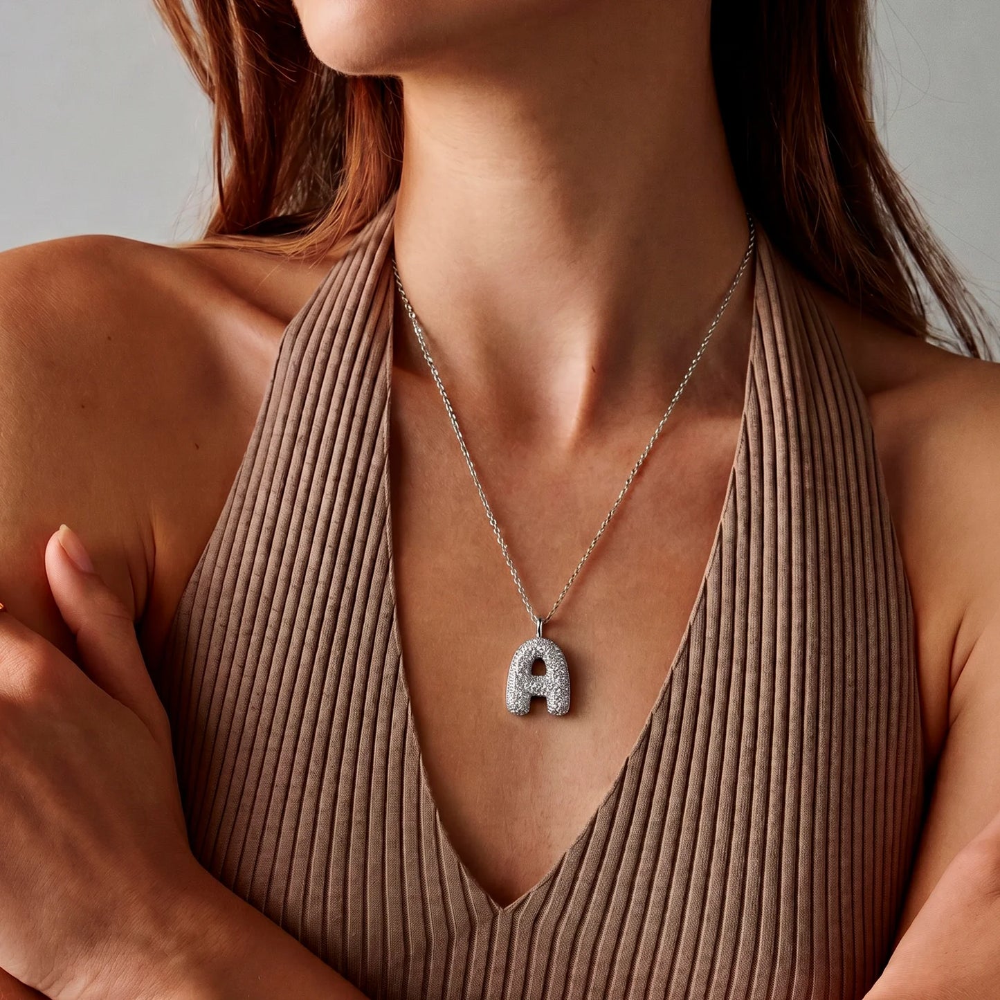 Collar Inicial Bubble — Plata