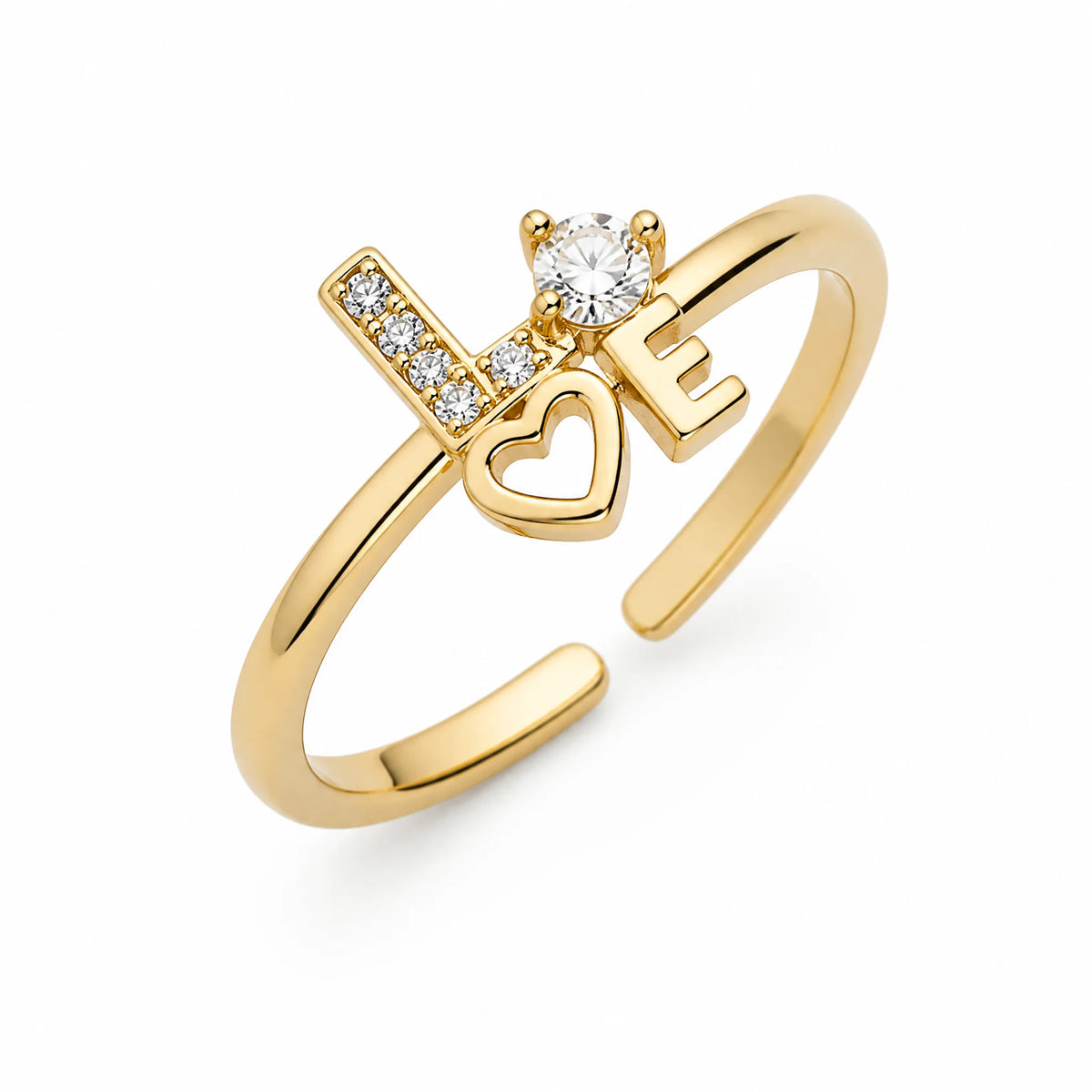 Anillo Love con Corazón — Ajustable