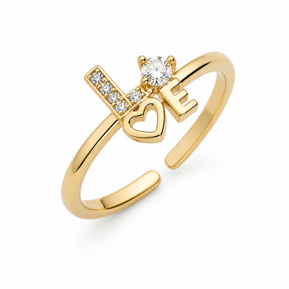 Anillo Love con Corazón — Ajustable