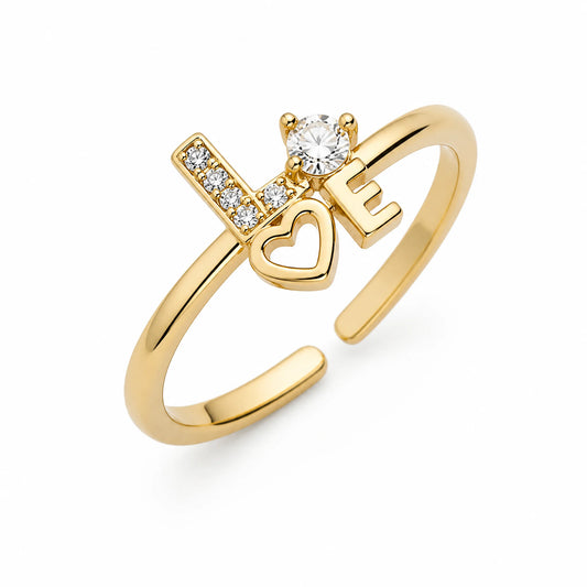 Anillo Love con Corazón — Ajustable