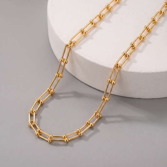 Collar de Eslabones con Bolas — Grueso