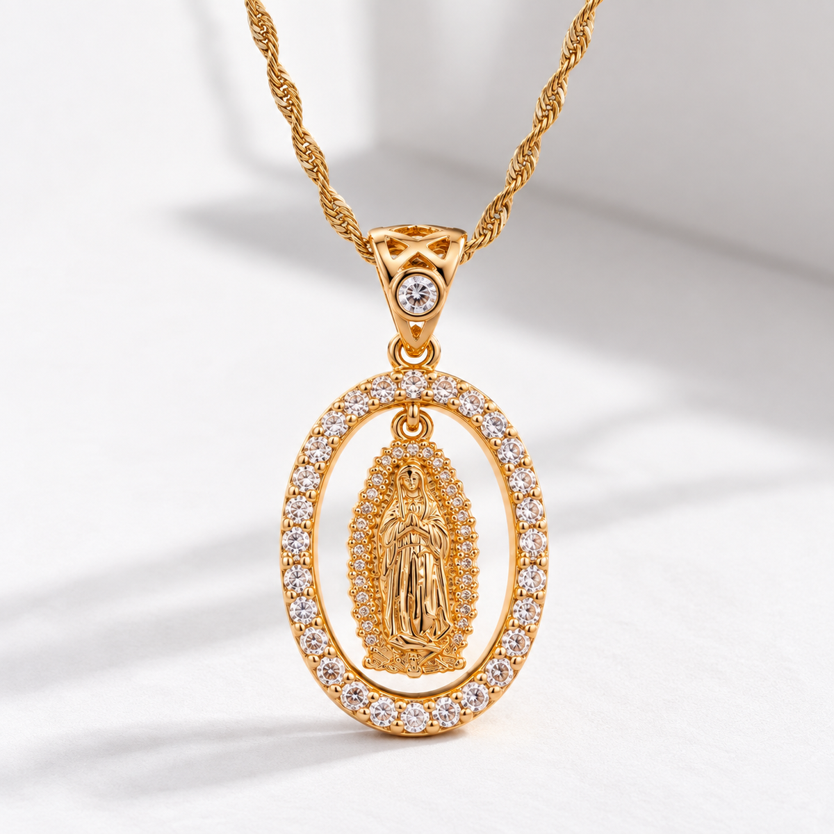 Ave María · Cadena y 2 Virgencitas para mujer