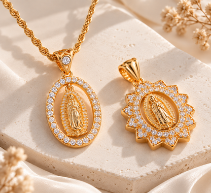 Ave María · Cadena y 2 Virgencitas para mujer