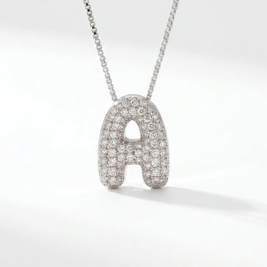 Collar Inicial Bubble — Plata