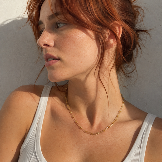 Collar de Eslabones con Bolas — Grueso