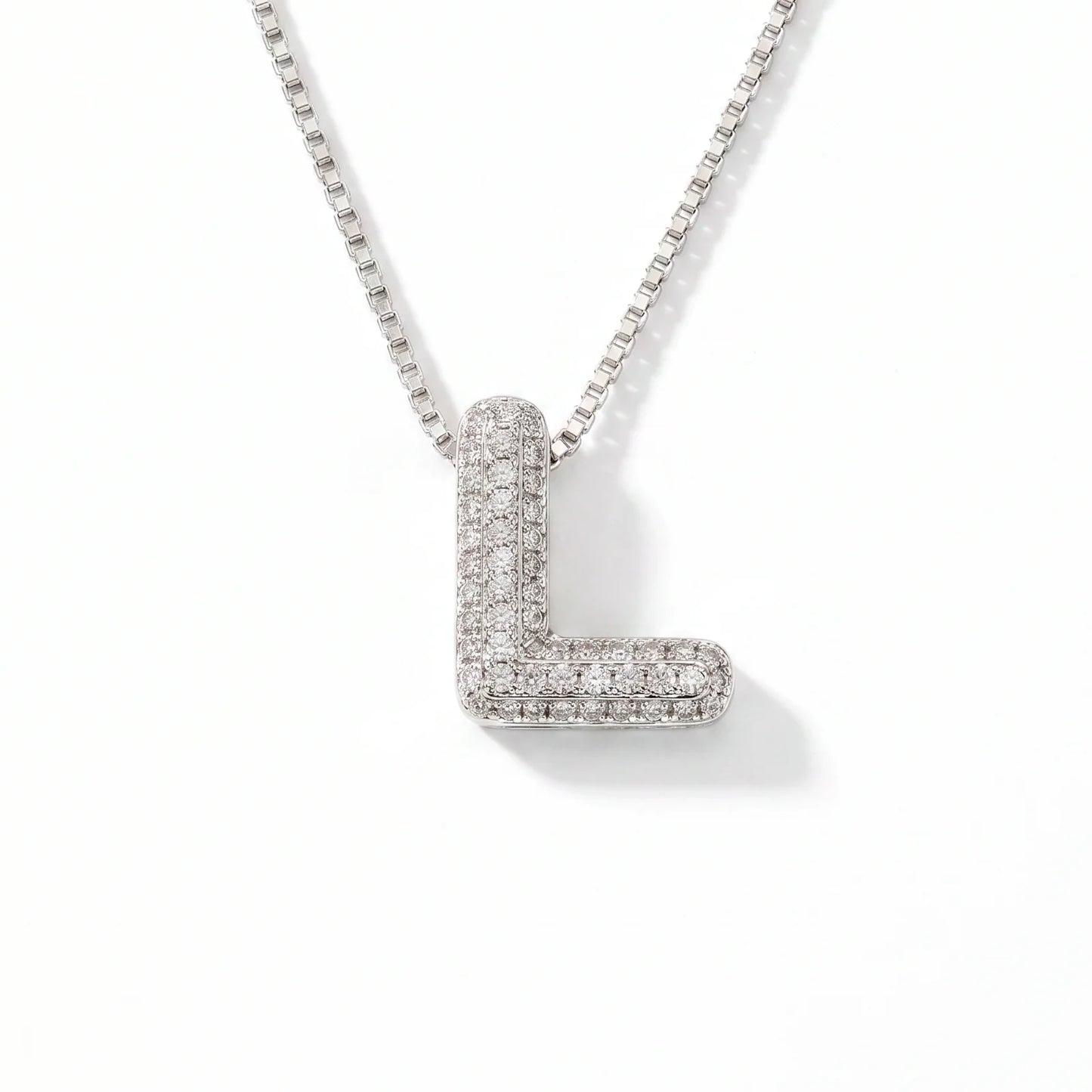 Collar Inicial Bubble — Plata