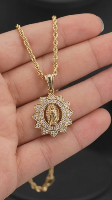 Ave María · Cadena y 2 Virgencitas para mujer