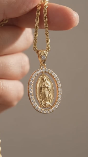 Ave María · Cadena y 2 Virgencitas para mujer