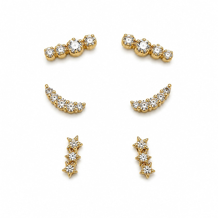 Set de 3 Pares de Aretes en Pavé