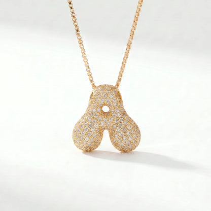 Collar de inicial bubble en oro con la letra A en pavé de circonias