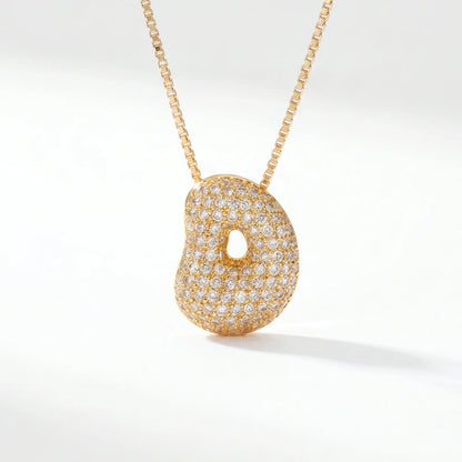 Collar de inicial bubble en oro con la letra D en pavé de circonias