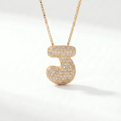 Collar de inicial bubble en oro con la letra J en pavé de circonias
